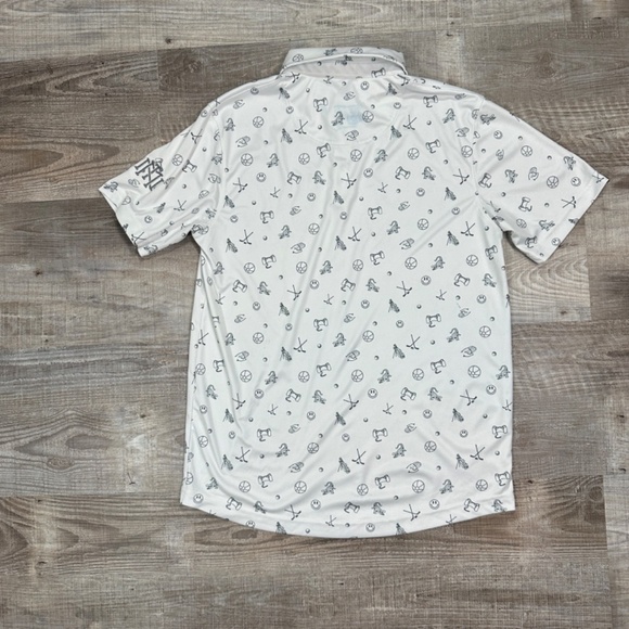 Swannies Chubbs Polo All Over Print Fog Navy Lightweight Stretch Men's Size S - Picture 11 of 12